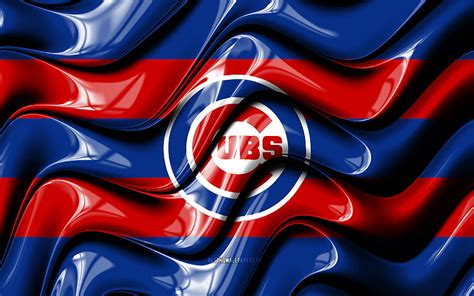 Chicago Cubs flag, , blue and red 3D waves, MLB, american baseball team ...