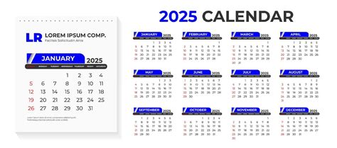 2025 calendario modelo con avance 48467403 Vector en Vecteezy