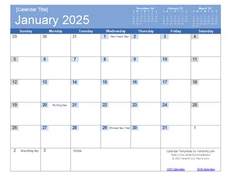 Blank Fillable 2025 Calendar
