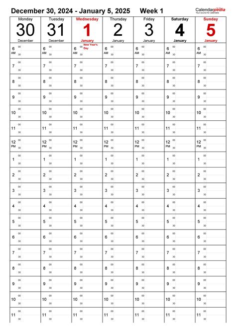 Weekly calendar 2025 UK - free printable templates for PDF