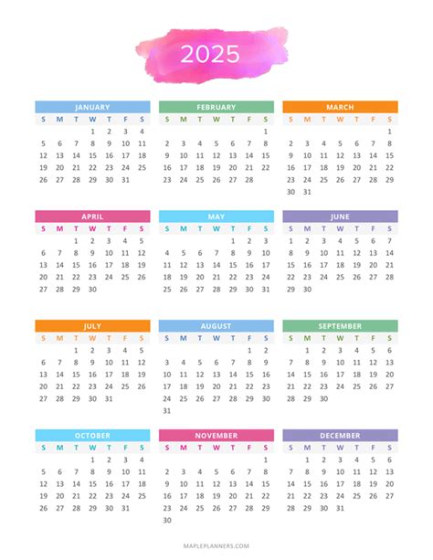 2025 Yearly Calendar Printable | Desktop Calendar