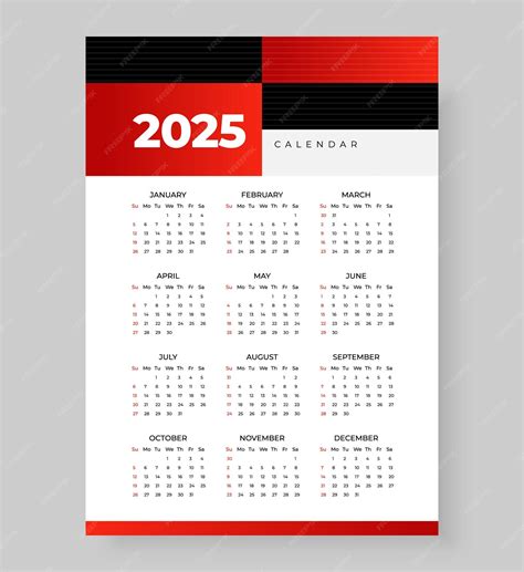 Plantilla de calendario 2025 en vector editable de estilo mínimo ...
