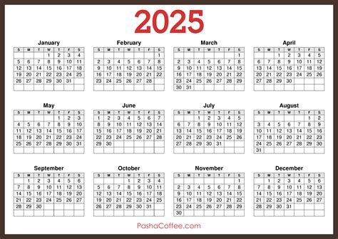 2025 Calendar Printable One Page Per Month Free - James Kemp