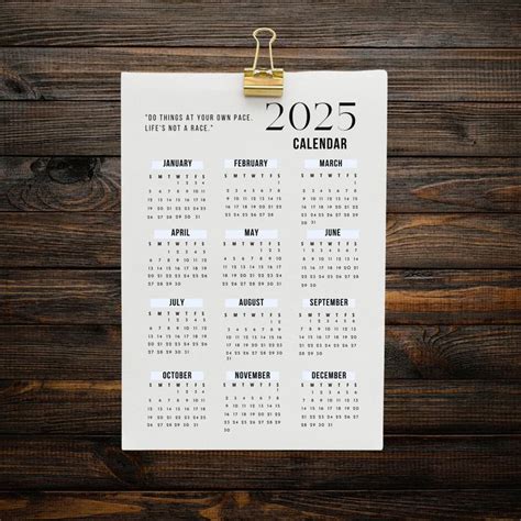 2025 Printable Calendar, Simple Planner, 2025 Minimalist Calendar ...