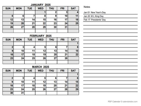 2025 Printable Calendar With Notes - Free Printable Templates