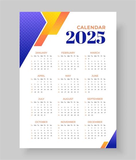 Plantilla de calendario 2025 en vector editable de estilo mínimo ...