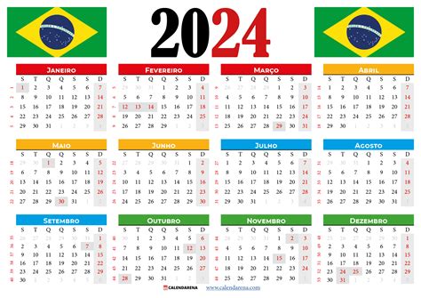 Calendário 2024 brasil para imprimir com feriados | by Calendarena | Medium