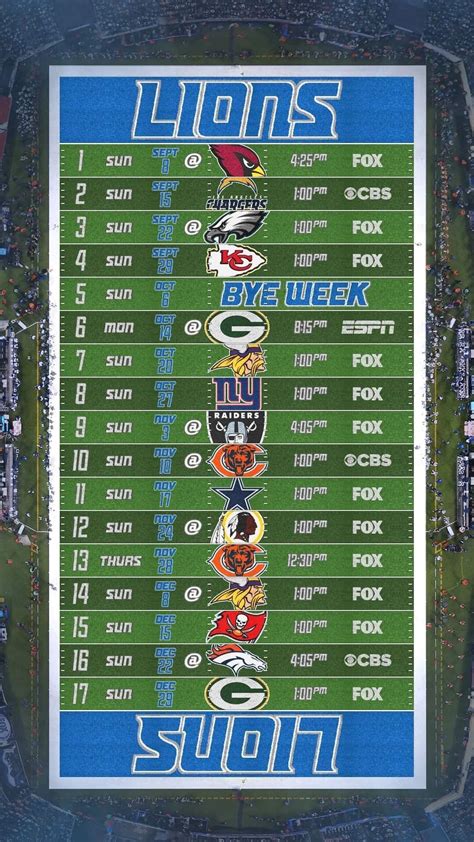 Detroit Lions Schedule 2023 Printable Pdf