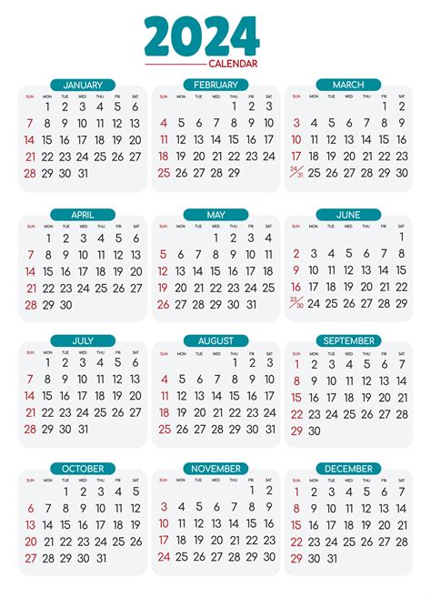 calendario 2024 - todas meses 26819242 Vector en Vecteezy