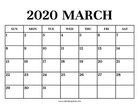 Calendar 2020 March – Calendar Options