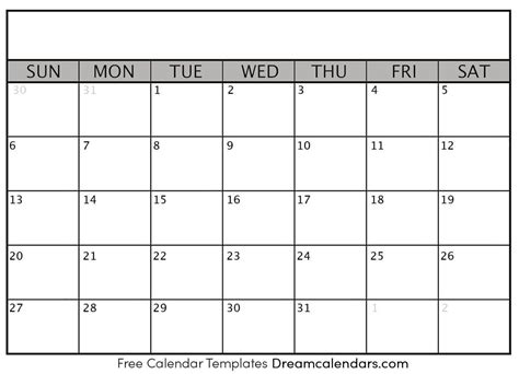 Printable Blank Calendar Pages
