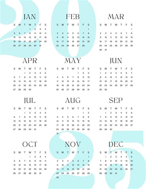 2025 Year Calendar - Etsy