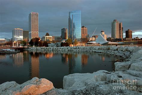 Milwaukee Skyline at sunrise Photograph by Bill Cobb - Pixels