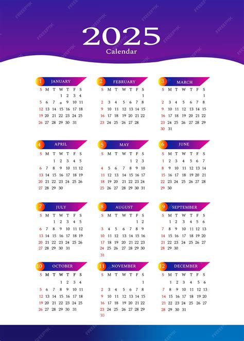 Diseño de plantilla de calendario 2025 | Vector Premium