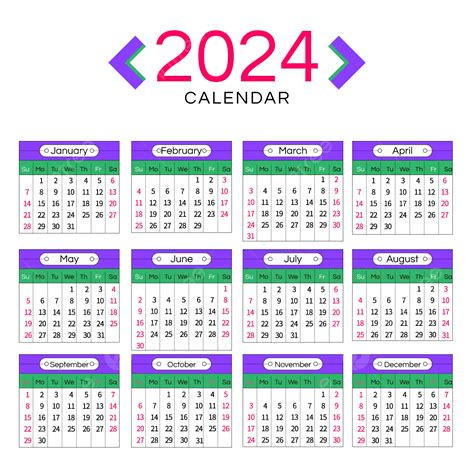 Calendario Da Tavolo Collezione Linea Calendario 2024 Vettore, 2024 ...