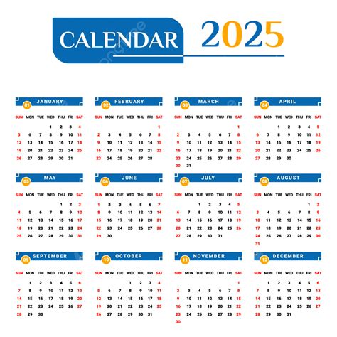 2025 Takvim Guncellemesi Vektor Takvim 2025 Takvimi 2025 Png Resim ...