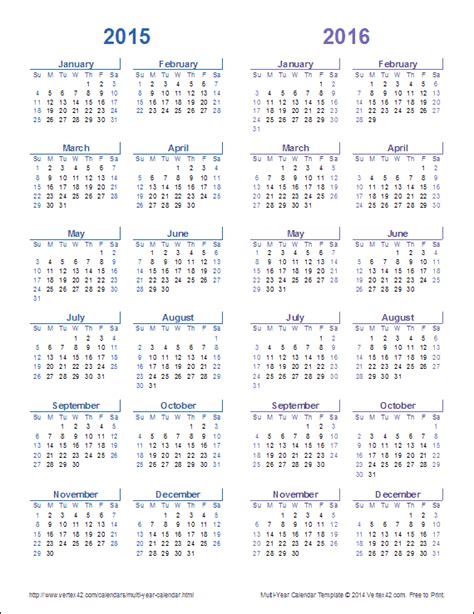 Multi-Year Calendars | 2 and 3-Year Calendar Templates