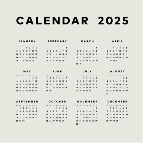 sencillo calendario 2025, semana comienzo domingo modelo. 27533379 ...