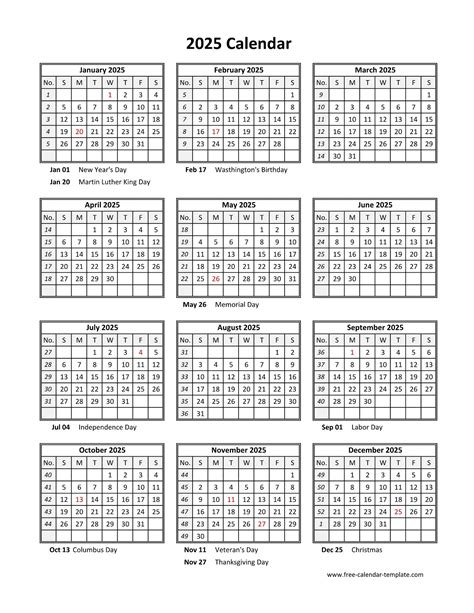 Print A Calendar 2025 With Holidays Template - Daile Fionnula