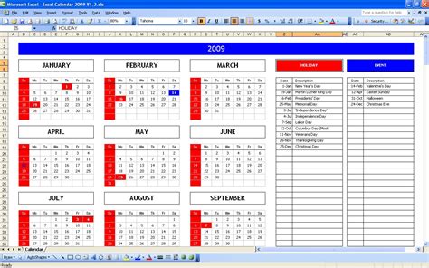 Holiday Excel Spreadsheet regarding Top 5 Excel Yearly Calendar – Excel ...