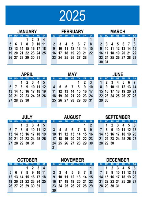 Yearly calendar 2025 – free-calendar.su