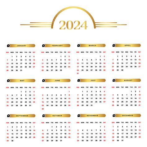 Calendario Annuale 2024 Con Nero E Oro Calendario Calendario 2024