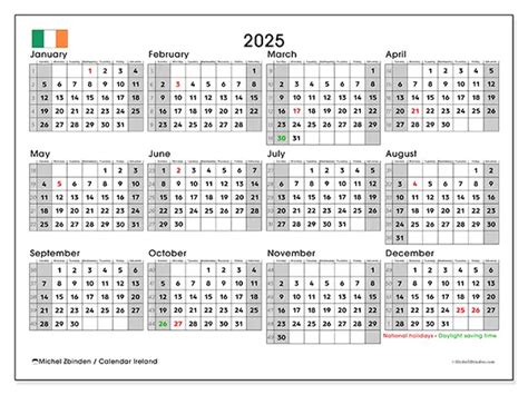 Calendar 2025 Ireland Printable With Holidays 2025 - Sioux Eachelle