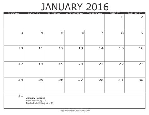 Full Page Monthly Printable Calendars