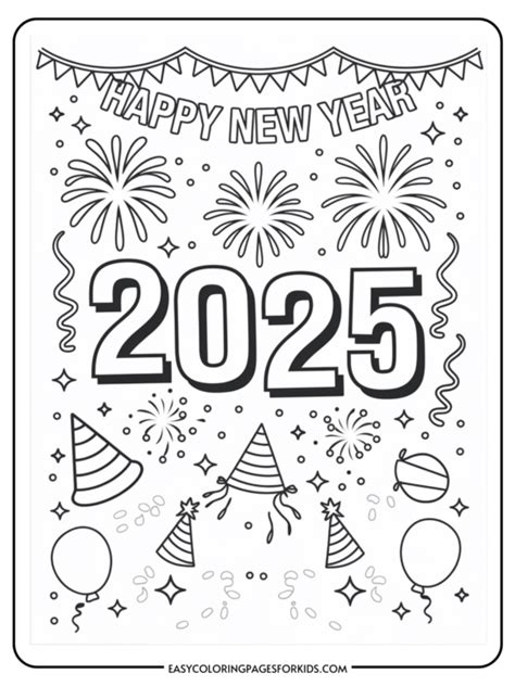 2025 Coloring Pages (4 Free Printable Pages) - Easy Coloring Pages for Kids