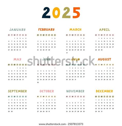 Linda Plantilla mínima de calendario para: vector de stock (libre de ...