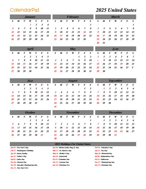 United states Holiday Calendar 2025