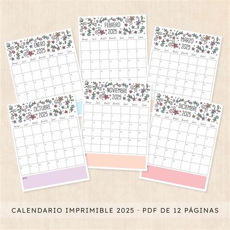 Calendario 2025 · Tidy Plans