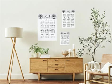 2025 Calendar Wall Chart Elegant Tree Theme Printable PDF - Etsy
