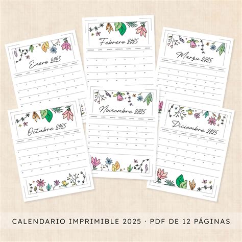 Calendario 2025 · Tidy Plans