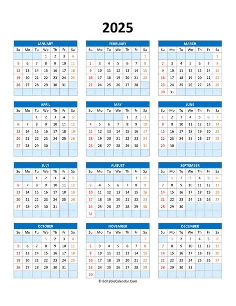 Download Printable Calendar 2025 General Blue | Calendar Gallery