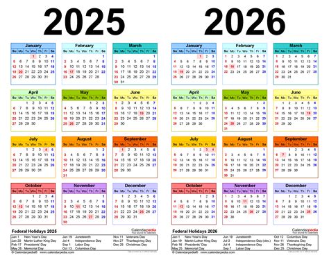 2025 2026 Two Year Calendar Free Printable PDF Templates - Web Page ...