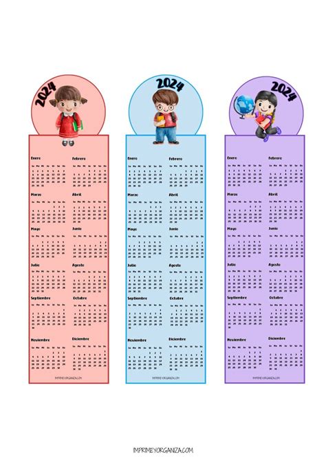 Calendarios Infantiles 2024 - Imprime y Organiza