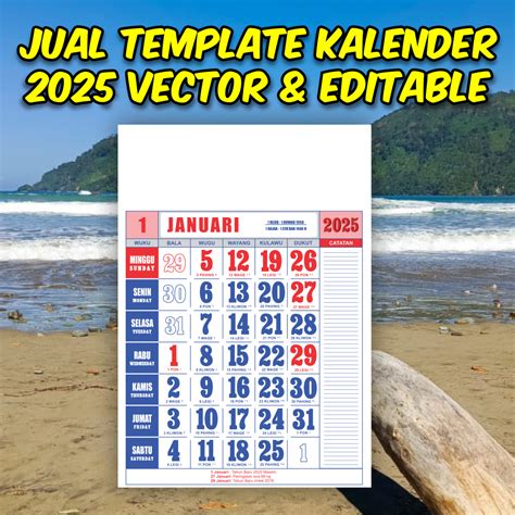 Jual Template Kalender Tahun 2025 tipe E, desain terpopuler di ...