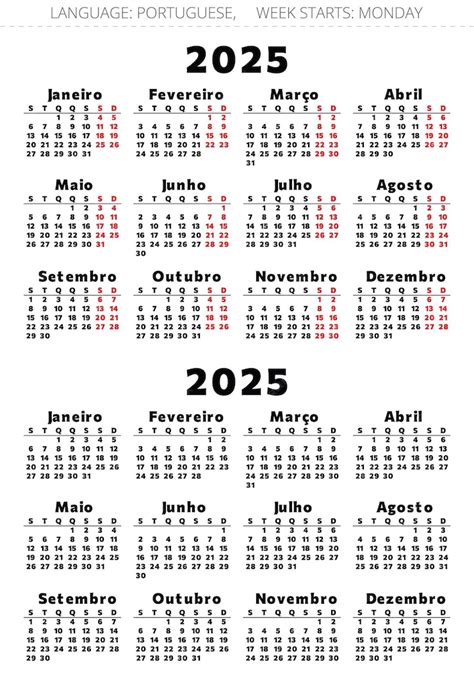 Premium Vector | PORTUGUESE calendar for 2025 year Printable vector ...