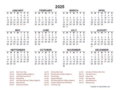 Calendar 2025 Malaysia Public Holiday And School Holiday - Robert Lee
