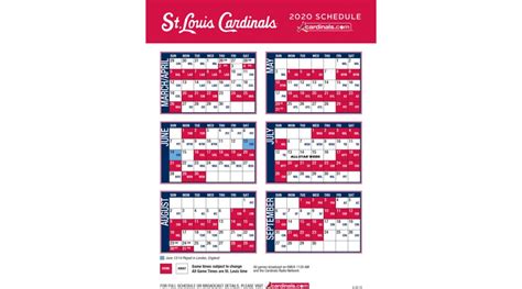 Printable St Louis Cardinals Schedule