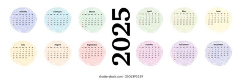 Horizontal Calendar 2025 Isolated On White Stock Vector (Royalty Free ...