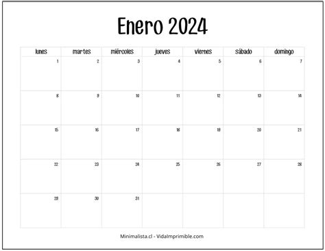 Calendario Imprimible 2024 Minimalista Image To U