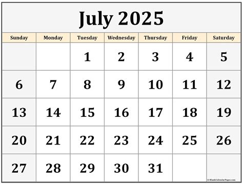 July 2025 calendar | free printable calendars
