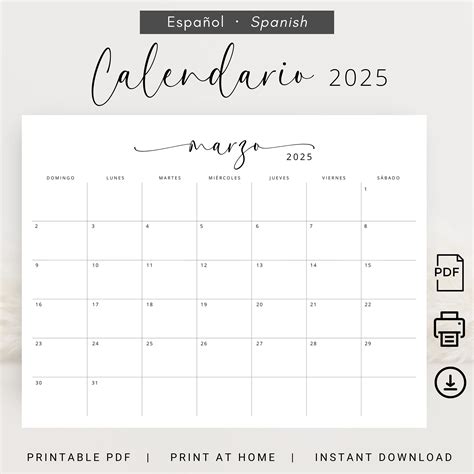 2025 Calendario 2025 Calendario Mensual Imprimible 2025 Elegante ...