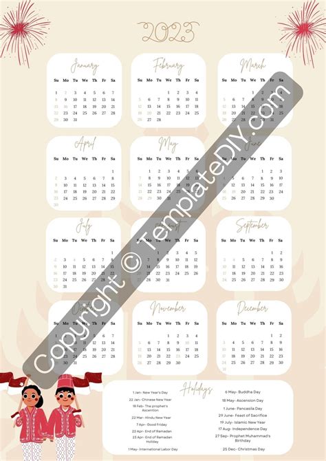 Indonesia 2025 Calendar Template Printable in PDF, Word | New year ...