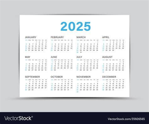 12 Month 2025 Calendar Template - Alissa Clementine