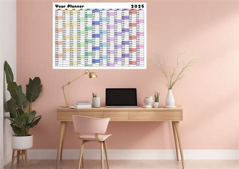 Giant 2025 Wall Planner Printable 2025 Calendar Full Year Wall Calendar ...