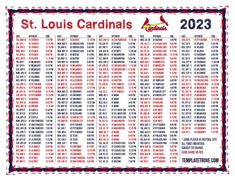 Printable 2023 St. Louis Cardinals Schedule