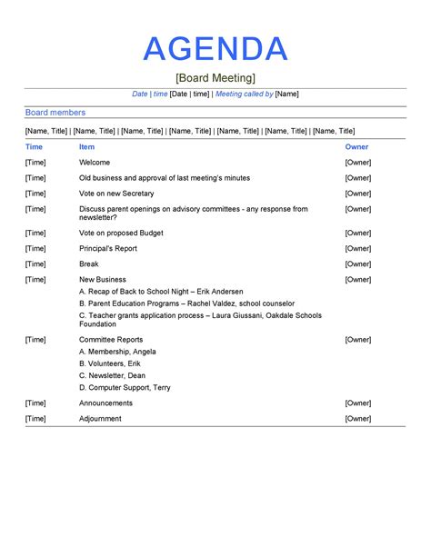 46 Effective Meeting Agenda Templates ᐅ TemplateLab